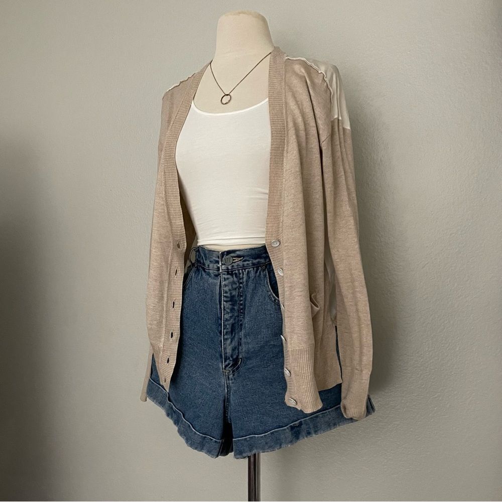 Silk Neutral Button Front Cardigan - Picture 6 of 6